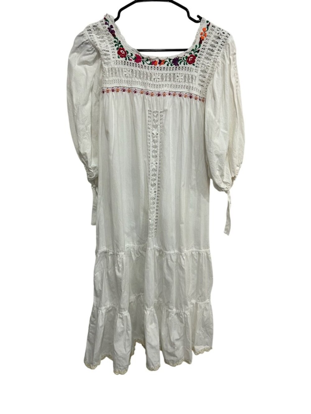 Womens White Boho Floral Flowy Tiered Maxi Dress Wedding Guest Cottagecore